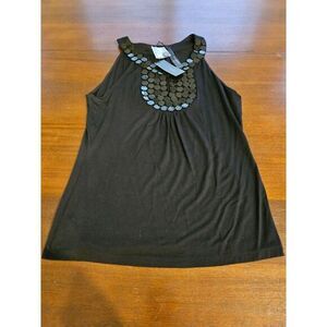 BCBG MAXAZRIA Sequin Beaded Tank Top Black Size Large MFRP‎ $140